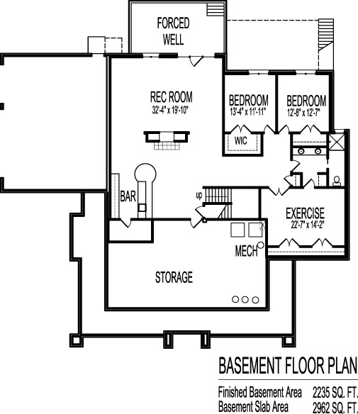 basement of Prairie Style House Plans Two Bedroom Single Floor 3 Car Garage Chicago Peoria Springfield Illinois Rockford Champaign Bloomington Illinois Aurora Joliet Naperville Illinois Elgin Waukegan