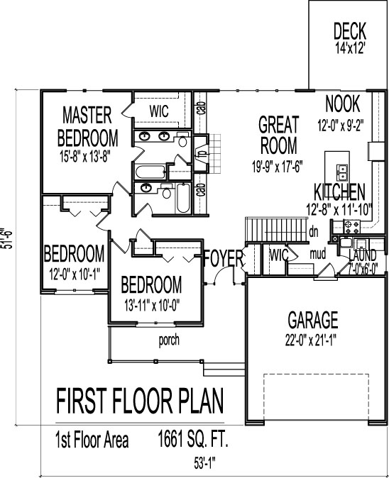 Simple House Floor Plans 3 Bedroom 1 Story with Basement Home Design