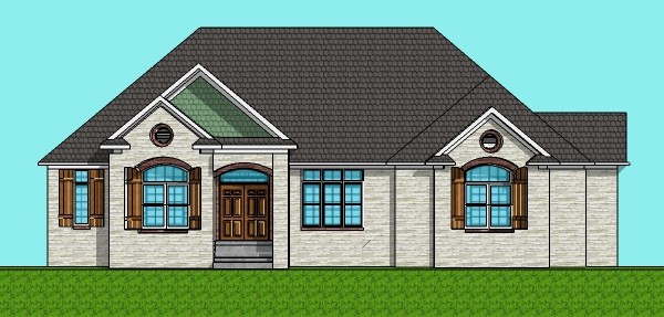 Stone 3200 SF Architect Home Plan Design 1 Level 3 Bedroom 3 Bath Basement 3 Car Garage Chicago Peoria Springfield Illinois Rockford Champaign Bloomington Illinois Aurora Joliet Naperville Illinois Elgin Waukegan