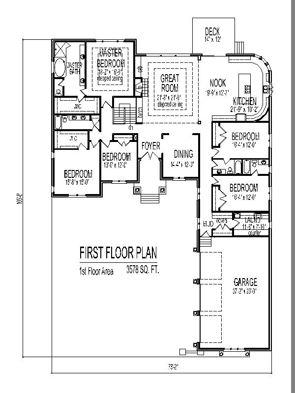 4 bedroom 3500 SF house plan Garden Grove Glendale California CA Huntington Beach Moreno Valley CA California Santa Clara Rosa Oceanside