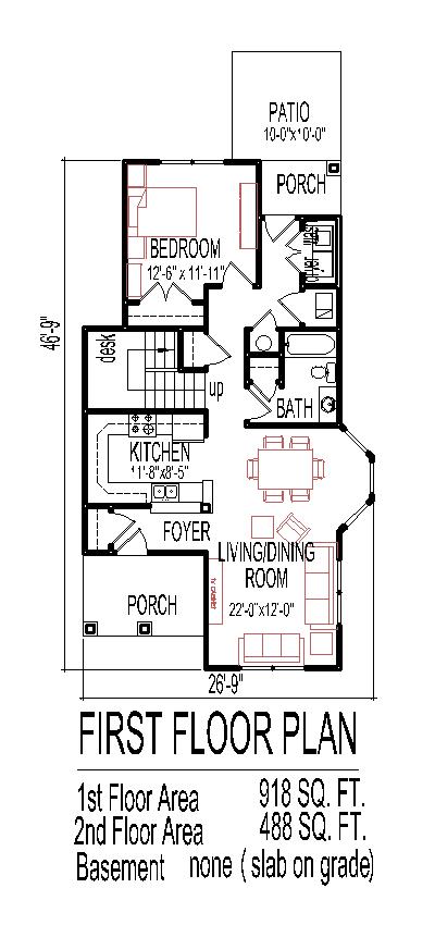 Simple Low Budget 2 Story House Plans Design 1500 SF 3 Bedroom 2 Bath