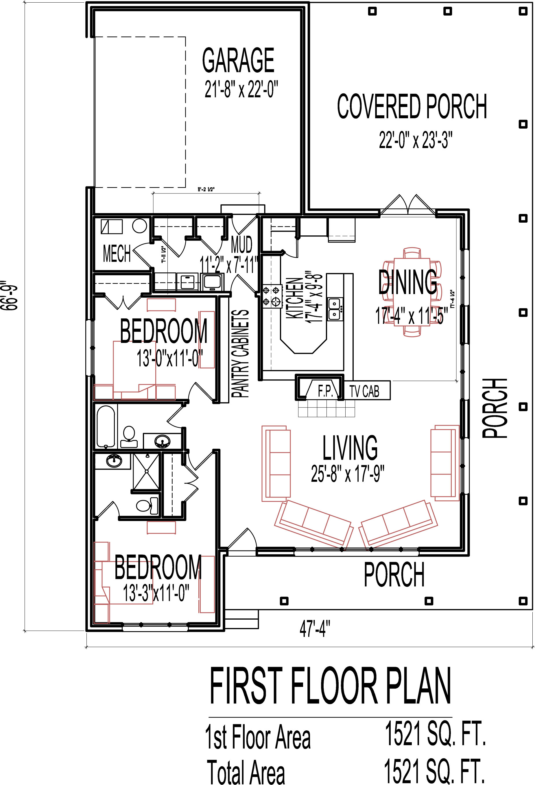 2 Bedroom 1 Story Stone Cottage House Plans 1500 SF Louisville Kentucky Lexington Buffalo Rochester New York City Yonkers Syracuse Albany Huntsville