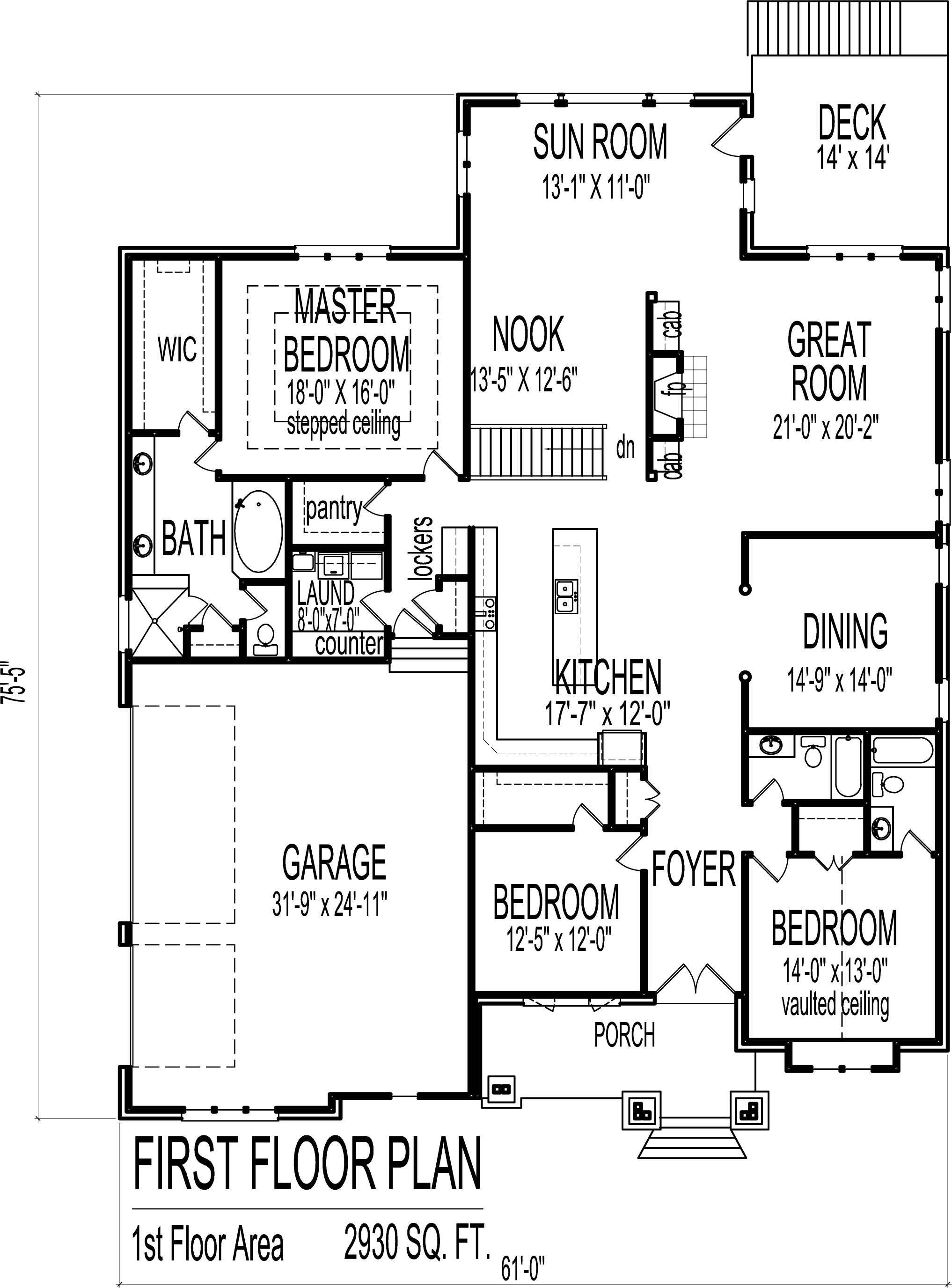 3 Bedroom Bungalow House Floor Plans Designs Single Story ...