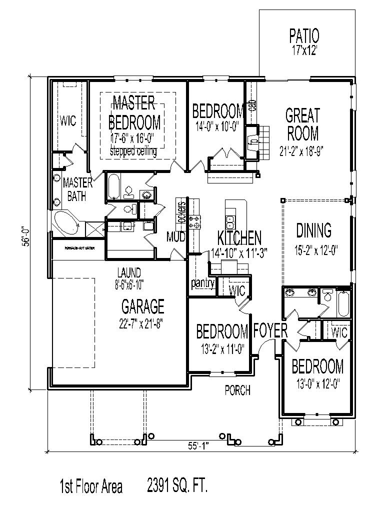2400 Craftsman House Floor Plans 2400 Square Foot 4 Bedroom