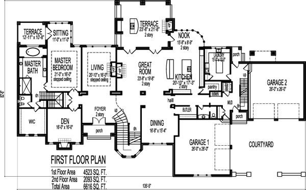 Dream House Floor Plans Blueprints 2 Story 5 Bedroom Large ...