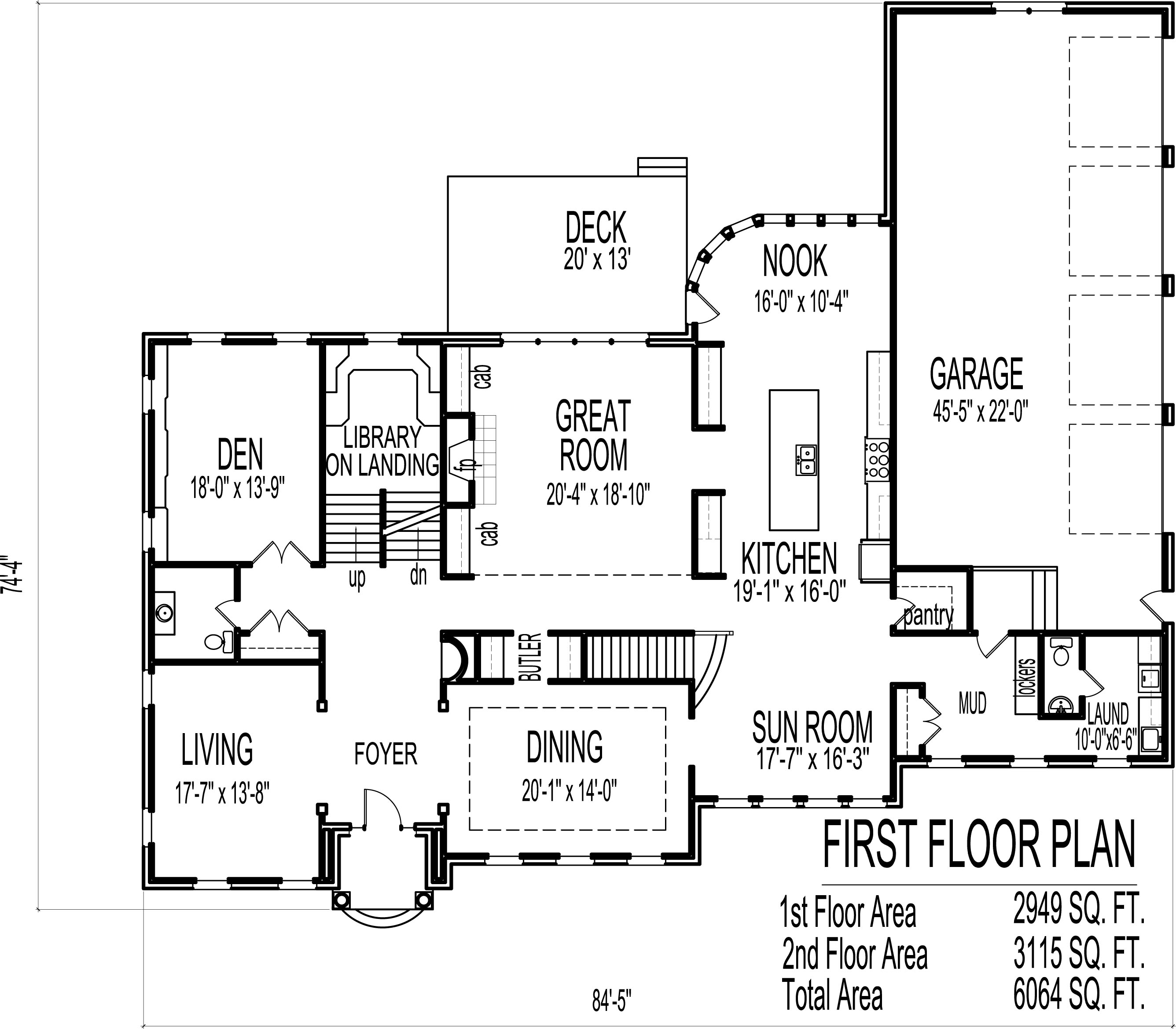 House Floor Plan with 4 Car Garage