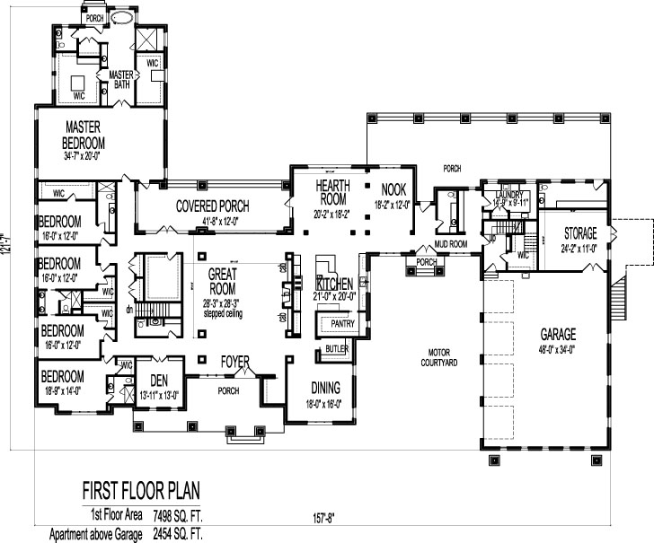 6 Bedroom Bungalow 10000 SF 1 Storey House Plans Sioux City Iowa IA Waterloo Kenosha Wisconsin WI Racine Pasadena Grand Prairie TX Texas McKinney McAllen