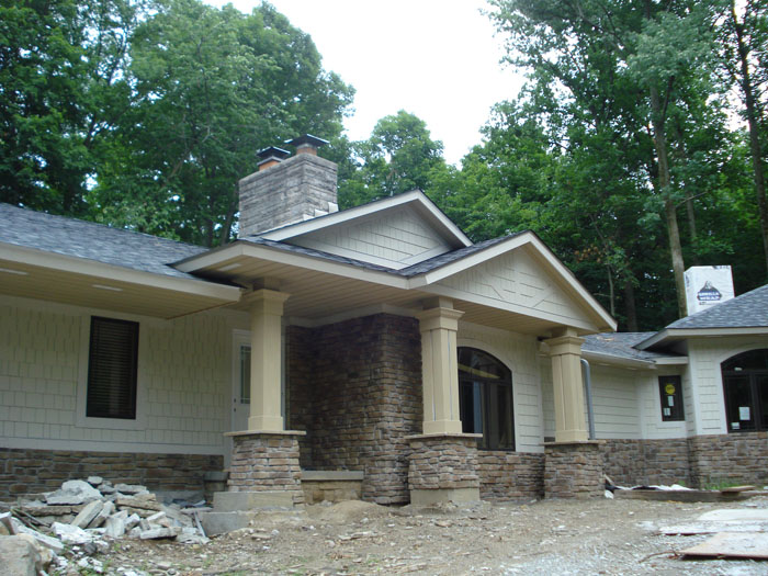 Revised Existing Front Entry with Double Roof and Piers