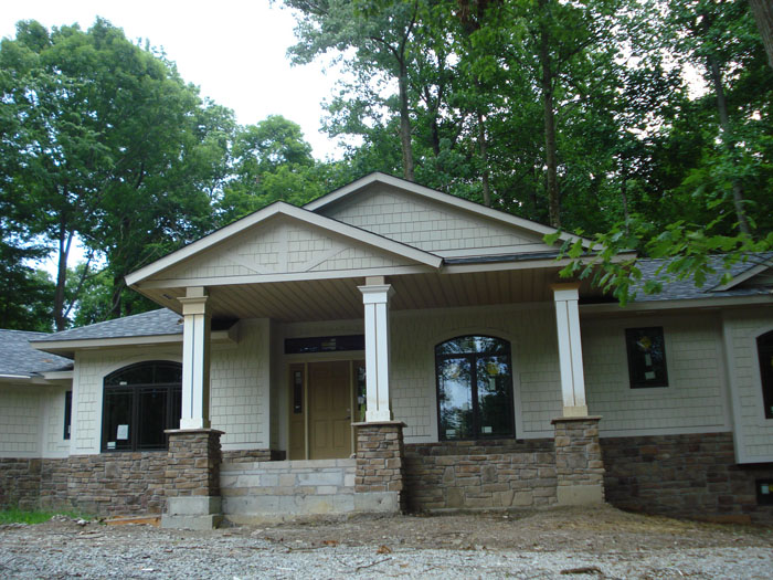 A View of the Tall Front Porch Emphasizing the New Entry